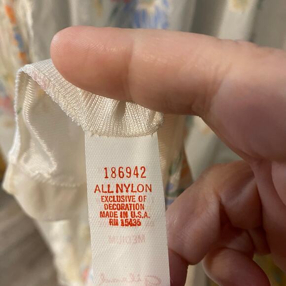 Vintage Gilead Floral Lace Nylon Robe Medium 70s Peignoir Cottagecore Nightgown - Picture 5 of 11